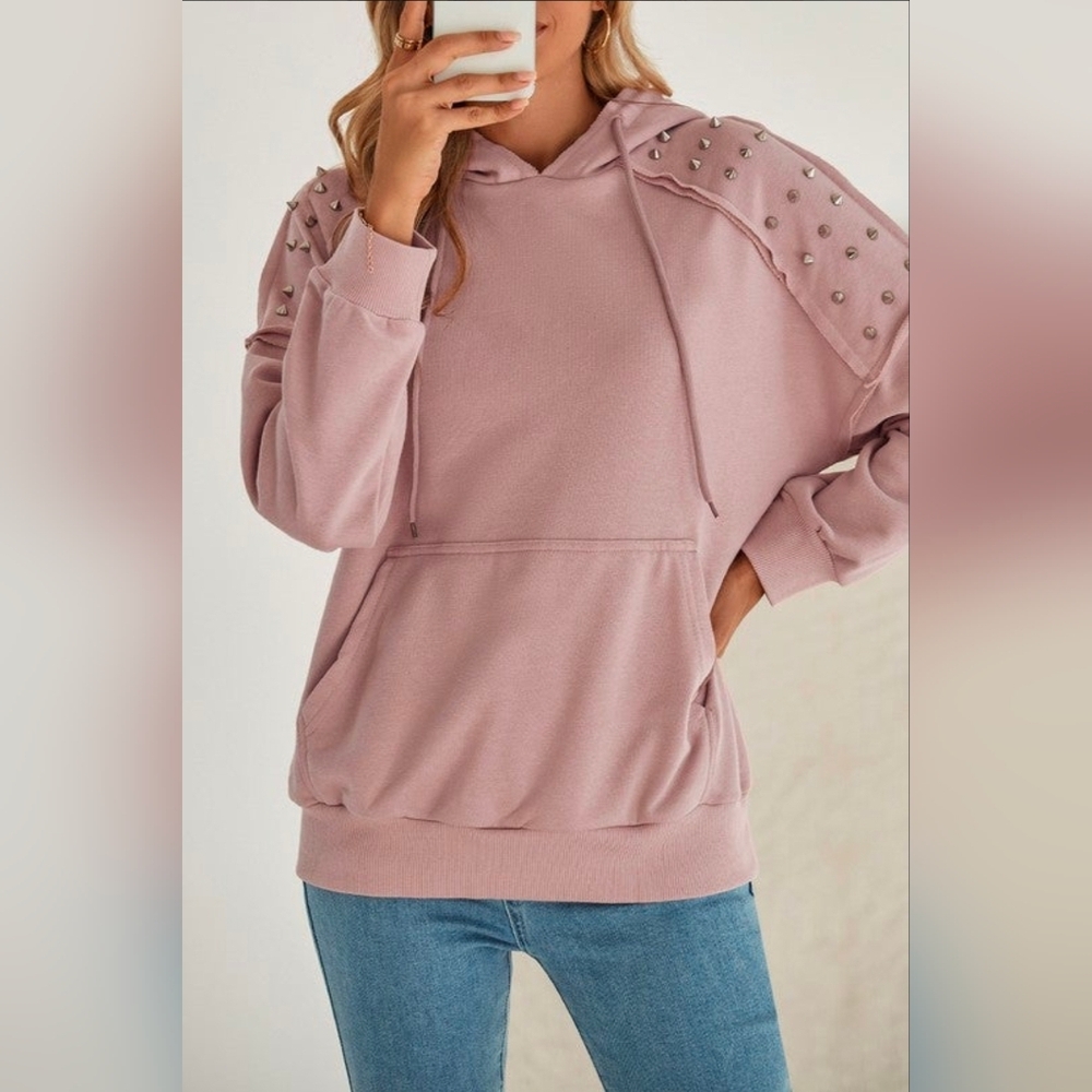 Pink Studded Hoodie Size Small